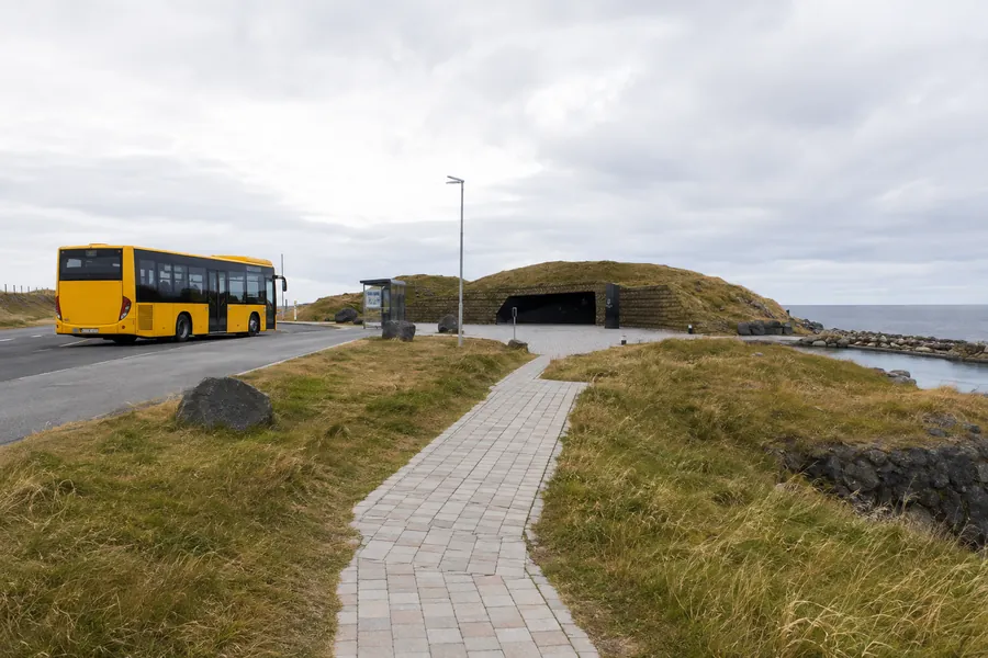Public bus route toward Sky Lagoon